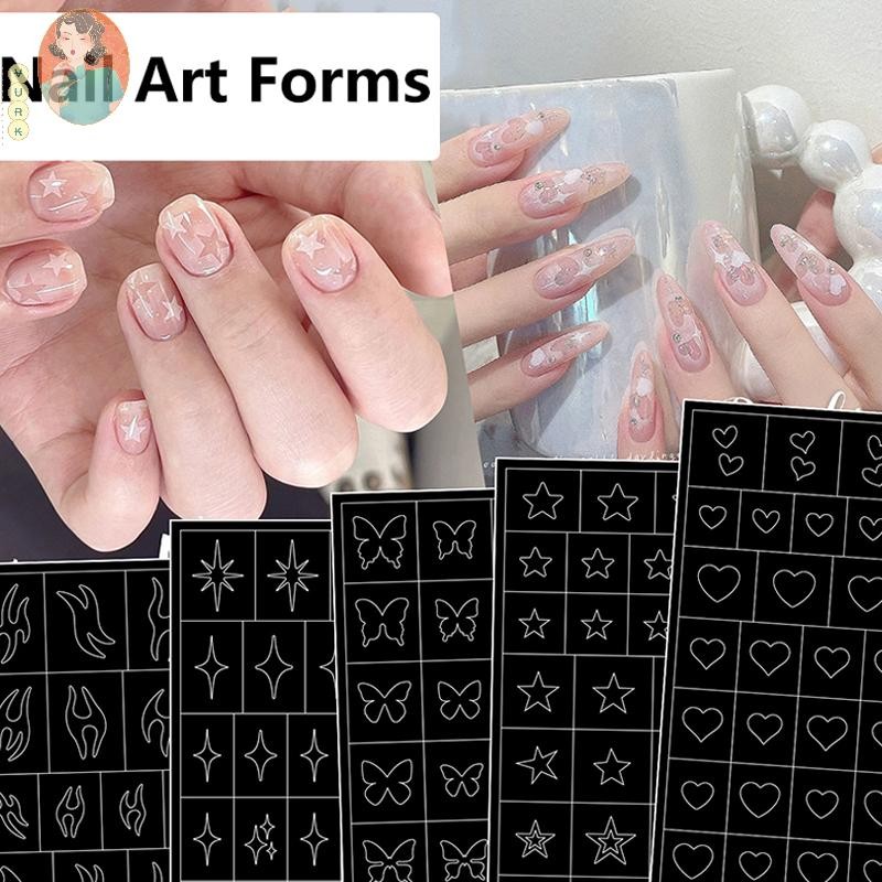 [VURK]Hallow Star Heart Butterfly Nail Forms Fringe Tip Guides Sticker DIY Nail Art Tips Sticker Ste