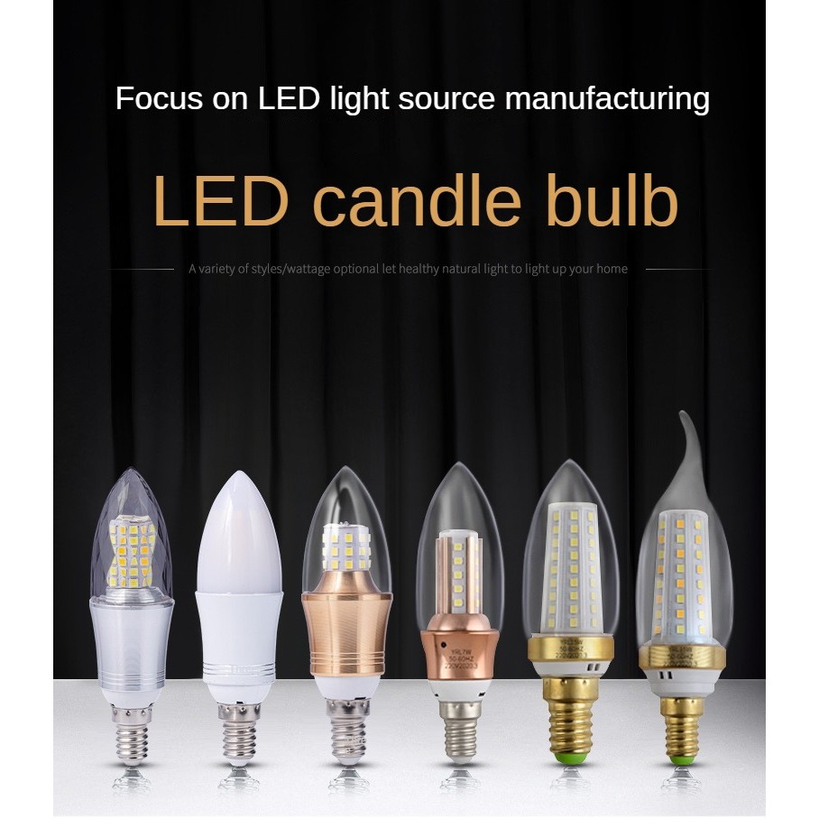 Bóng đèn nến LED E14 E27 đế vít đèn chùm pha lê chiếu sáng gia đình bóng đèn LED ngô