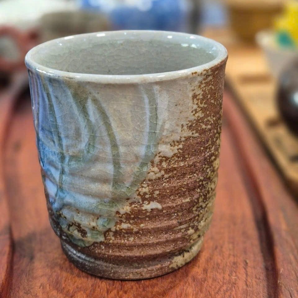 Ly uống trà gốm Shigaraki men blue lagoon