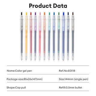 [COMBO 12C ĐỦ MÀU] Bút gel bấm DELI EG118 mực gel nhiều màu, nhanh khô, viết điều trơn tru.