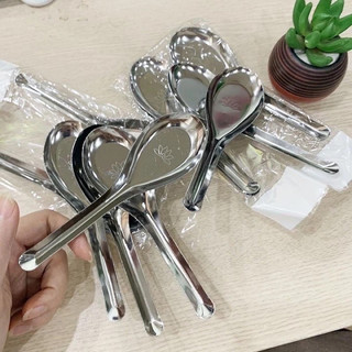 giayxinh90 Set 10 Thìa Ăn Phở, Súp- Thìa Ăn Cơm Bằng Inox Tiện Dụng