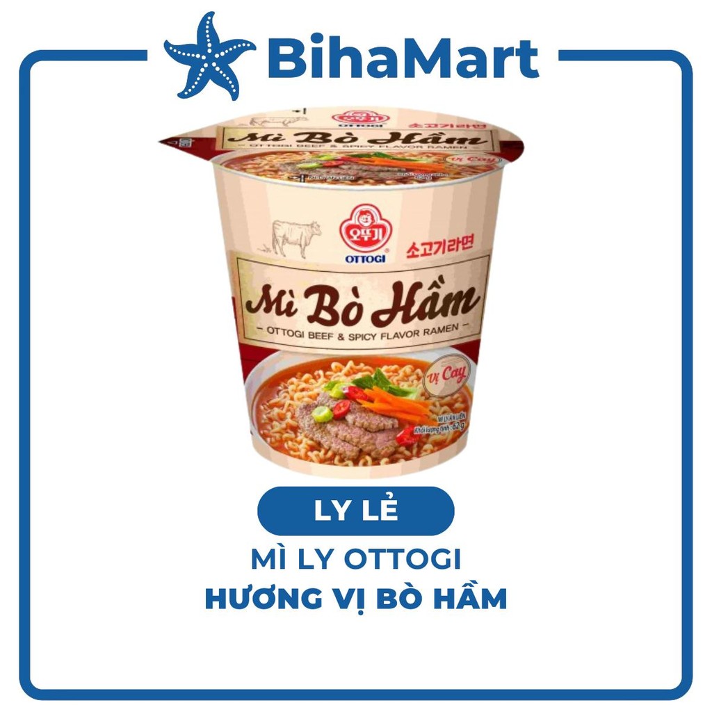 [LY LẺ] - OTTOGI - Mì ly Ottogi hương vị Bò hầm, Ottogi mì ly ăn liền, Mì ly bò hầm Otogi ly, Mì ly 