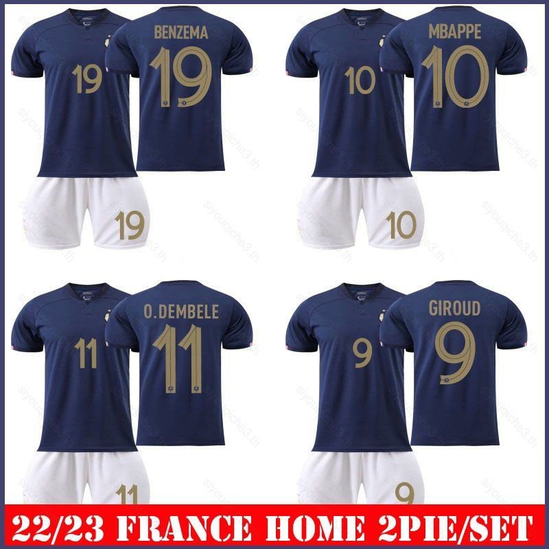 SY3 2 Cái / bộ 22-23 Pháp Áo thun bóng đá sân nhà Giroud Mbappe Dembele Benzema Tee Suit Player Edit