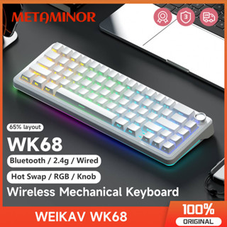 Bàn phím cơ không dây WEIKAV WK68 65% có núm RGB Trao đổi nóng có dây Bluetooth 2.4G cho máy tính xách tay