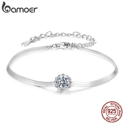 Bamoer Bạc 925 Vòng Tay Lãng Mạn Buds Moissanite Trang Sức Quà Tặng Cho Nữ