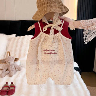 Quần áo trẻ em mùa hè ~ Bộ đồ bé gái Áo Vest không tay + Áo liền quần hoạt hình Bộ áo liền quần hai mảnh [#XYG2]