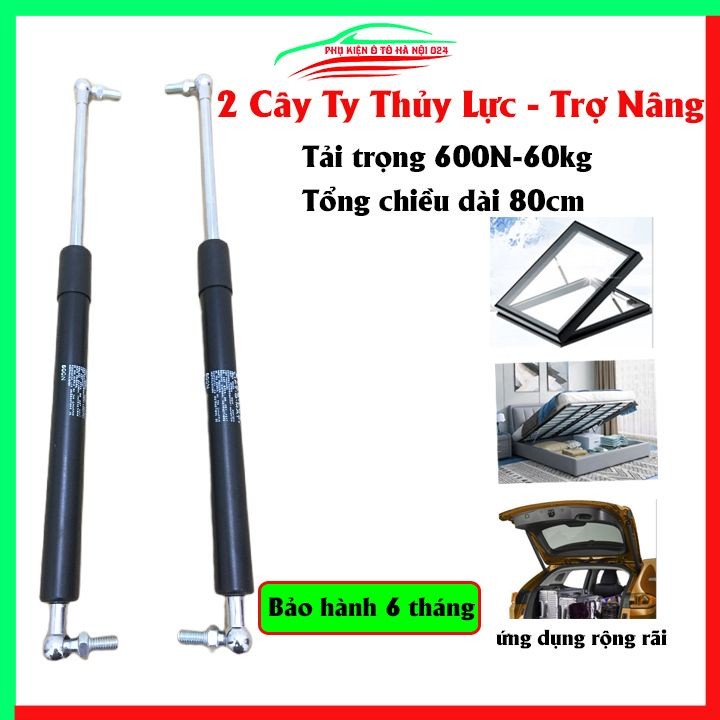 Ty Thủy Lực, Ty Chống Cửa Chế Đồ Dài 80cm Chịu Lực 60Kg 600N
