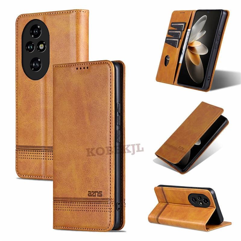 Ốp Lưng Lá Cho Honor 200 Pro 200Pro Honor200 Sang Trọng Da PU Lật Ví Khe Cắm Thẻ Silicon Mềm TPU Vỏ 