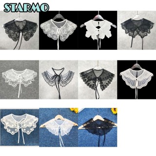 STARMO Có thể tháo rời ren giả cổ áo/áo sơ mi nữ cloud vai thêu/chiffon có thể tháo rời cổ áo/phụ kiện may mặc