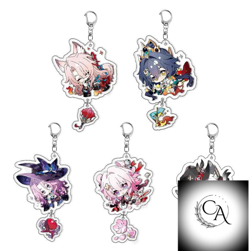 Móc khóa Star Rail Robin feixiao Aventurine mặt dây chuyền acrylic đôi mảnh
