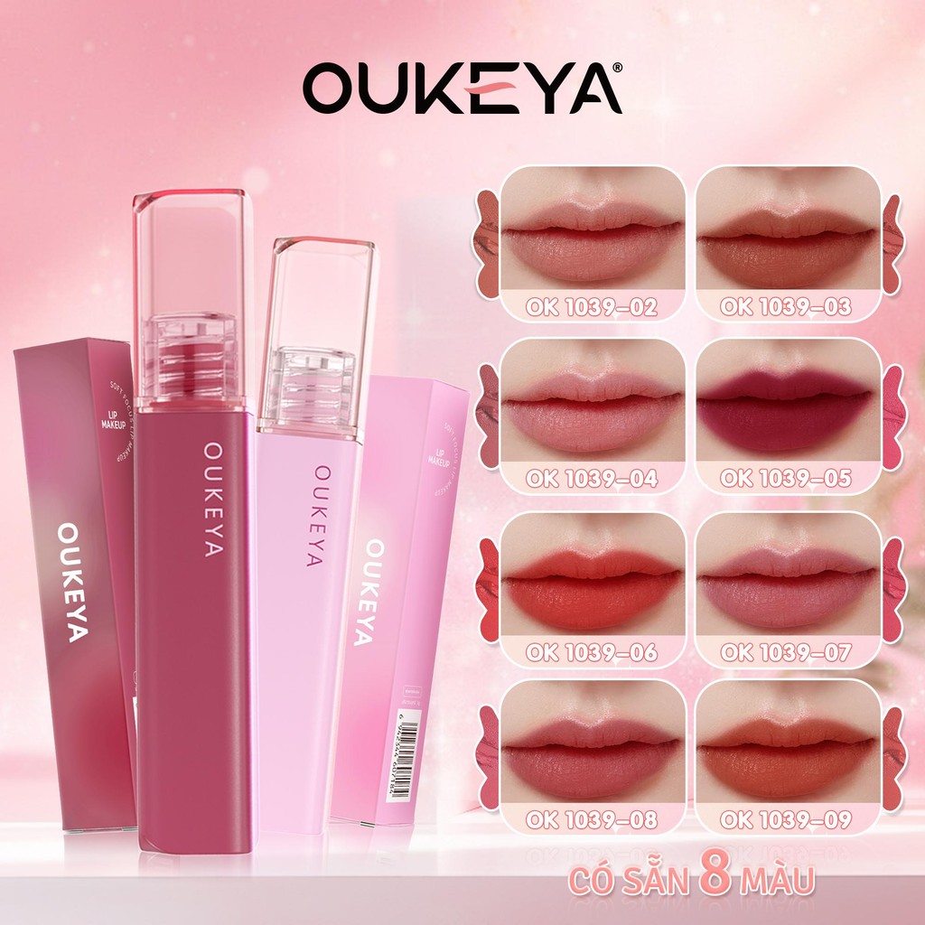 OUKEYA Son lì mịn như nhung | Chất son mềm mượt | Lên màu bền lâu | Không khô môi