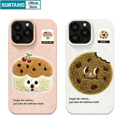 Suntaiho Ngộ nghĩnh Vỏ Độc Đáo Họa Tiết Bánh Quy Sang Trọng Vỏ Điện Thoại Cho Iphone 16 15 14 13 12 11 Pro Max IP 7 8 Plus Iphon X Xs XR Xs Max Silicon Mềm Cao Cấp Chống Sốc Ốp Lưng