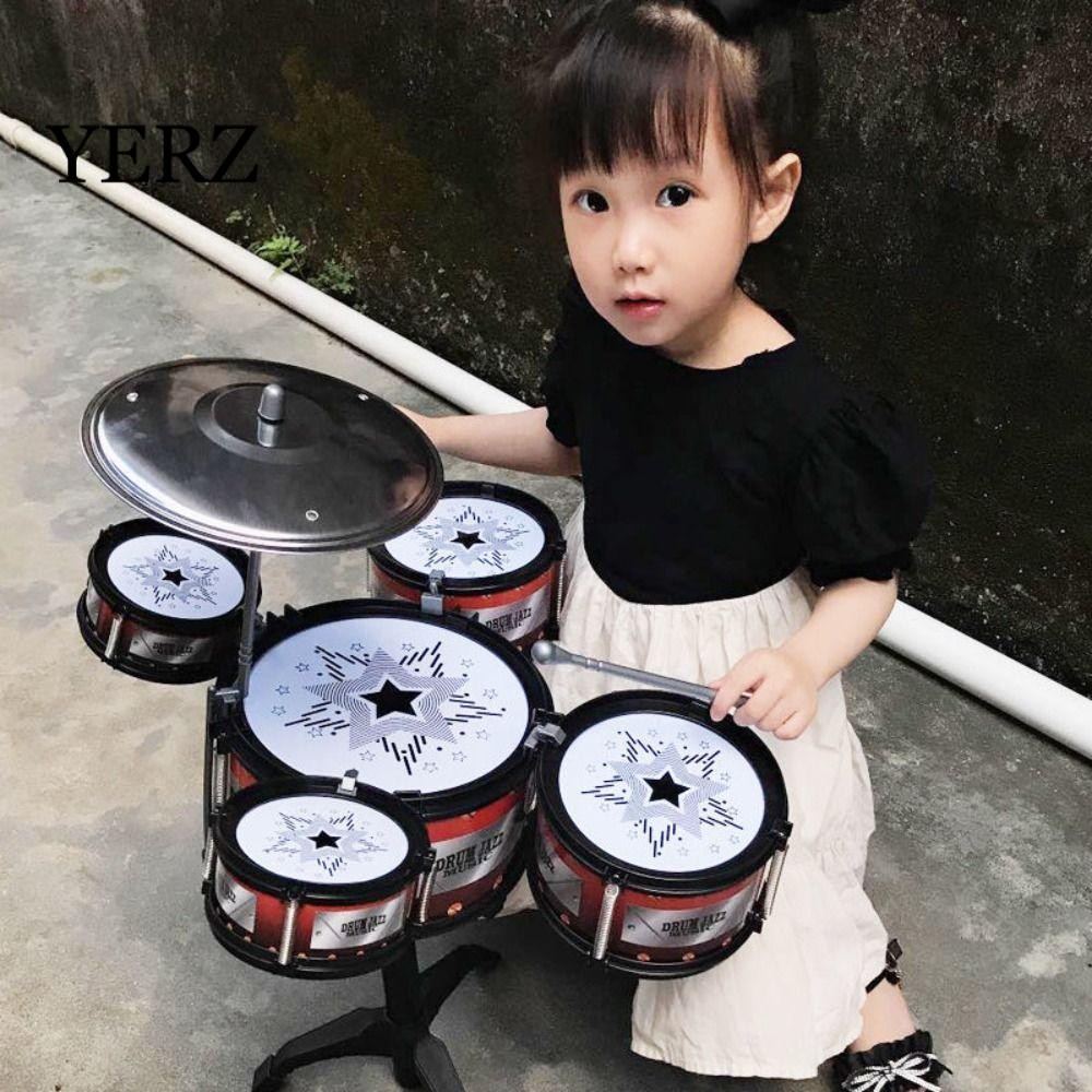 Yerz 5 Trống Nhạc Cụ, Bộ Trống Có Cần Trống Mô Phỏng Nhạc Trống Jazz, Đồ Chơi Âm Nhạc Trẻ Em Đánh 5 