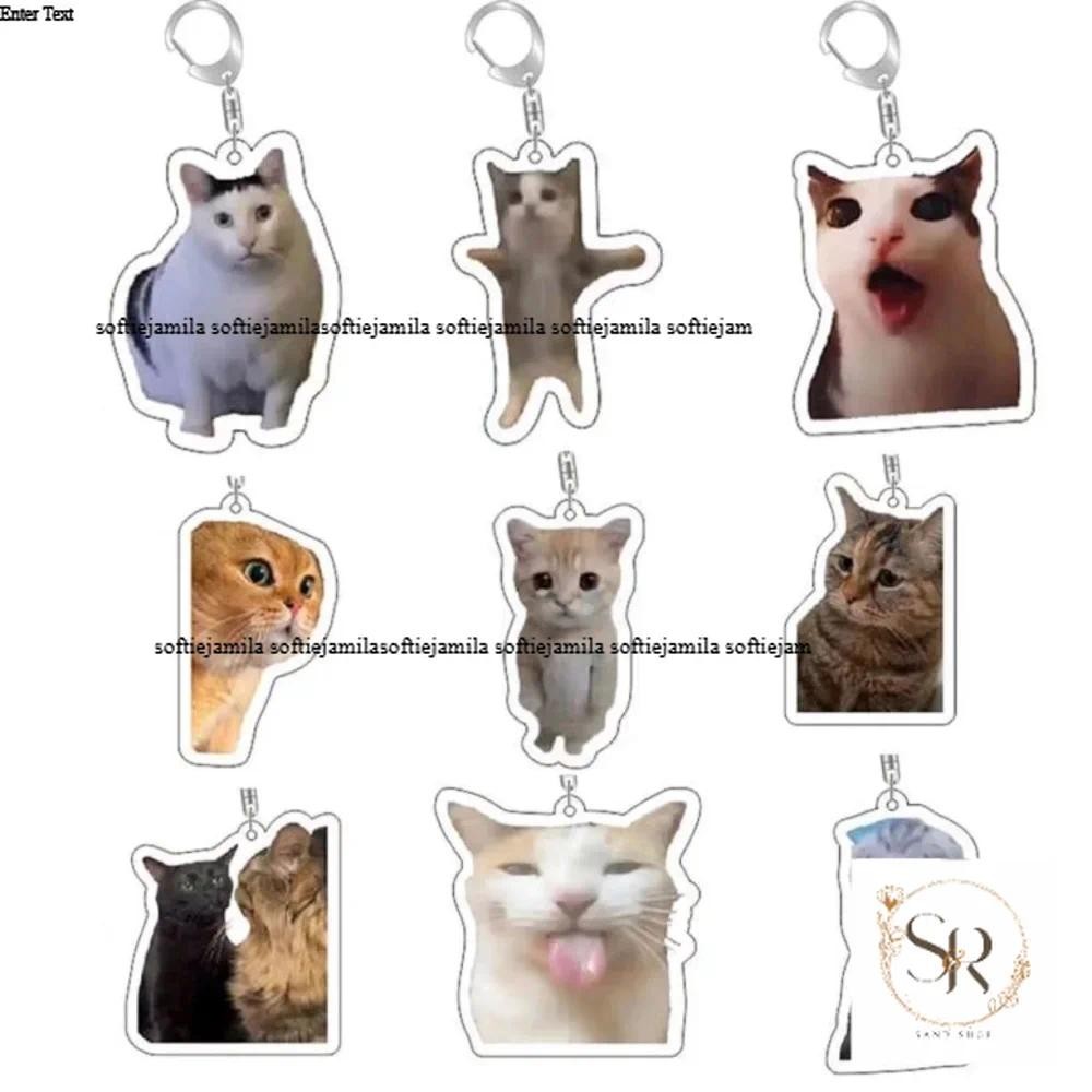 Rambling dê huh mèo Meme Keychain nhầm lẫn mèo memes mèo la hét với bàn chân trên đầu của nó món quà