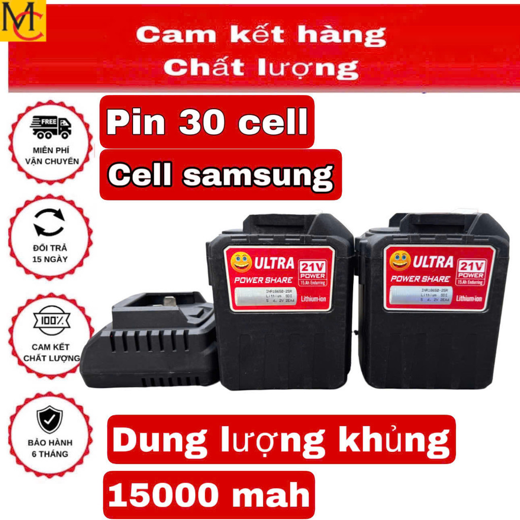 Pin 30 Cell 8 Mosfet 15Ah DREW ,UTRA  CELL SAMDUNG  Chân Phổ Thông  4Cm, Dùng Máy Khoan, MC máy móc 