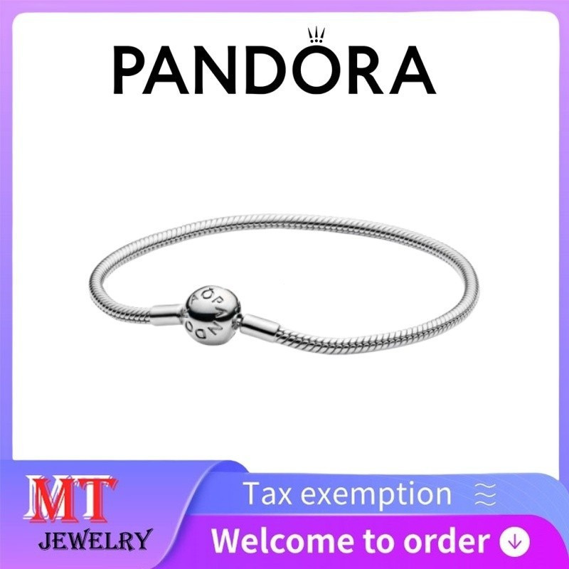 100% S925 Bạc Cặp Đôi Nữ Pandora Trang Sức DIY Rắn Dây Chuyền Vòng Tay