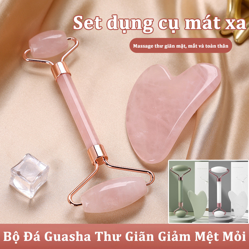 Set dụng cụ mát xa, Bộ Đá Guasha Massage Mặt Giảm Nếp Nhăn + Bộ Đá Guasha Thư Giãn Giảm Mệt Mỏi