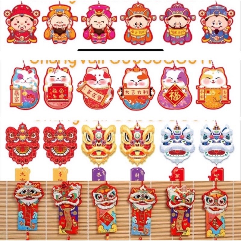 Set 6 tag ,tua dua treo Tết,vòng đào,mẹt,oản ,cây đào quất