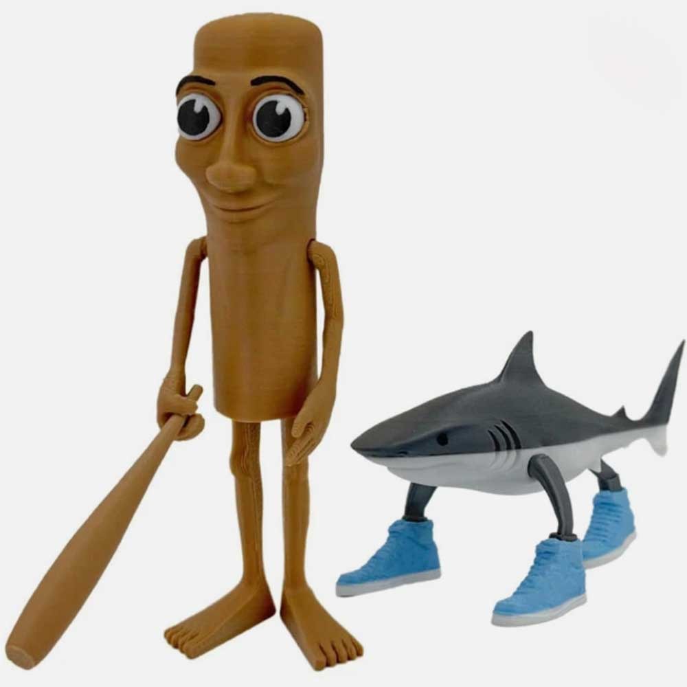 Tung Tung Sahur Italian Brainrot Wooden Stick Plush&Tralalero Tralala Plush Toy