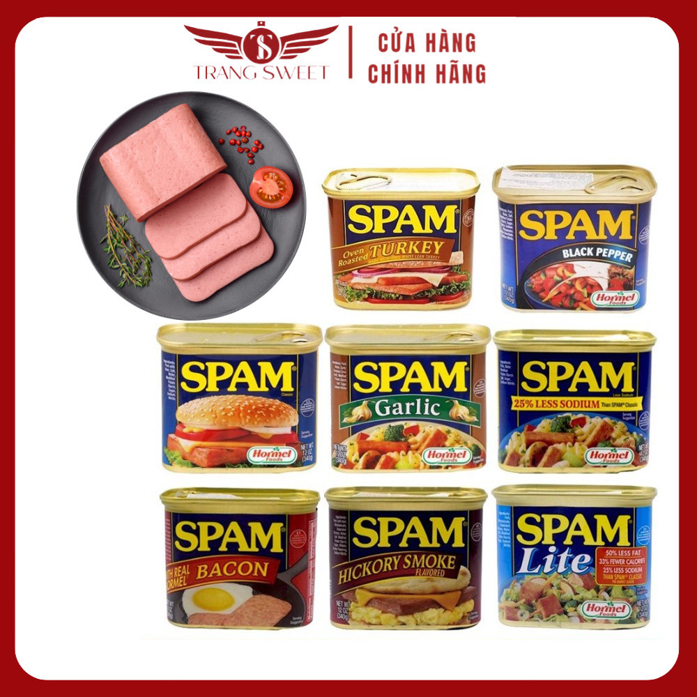 Thịt hộp Spam Thịt Heo Hộp Spam Mỹ Less Sodium, Classic 340g