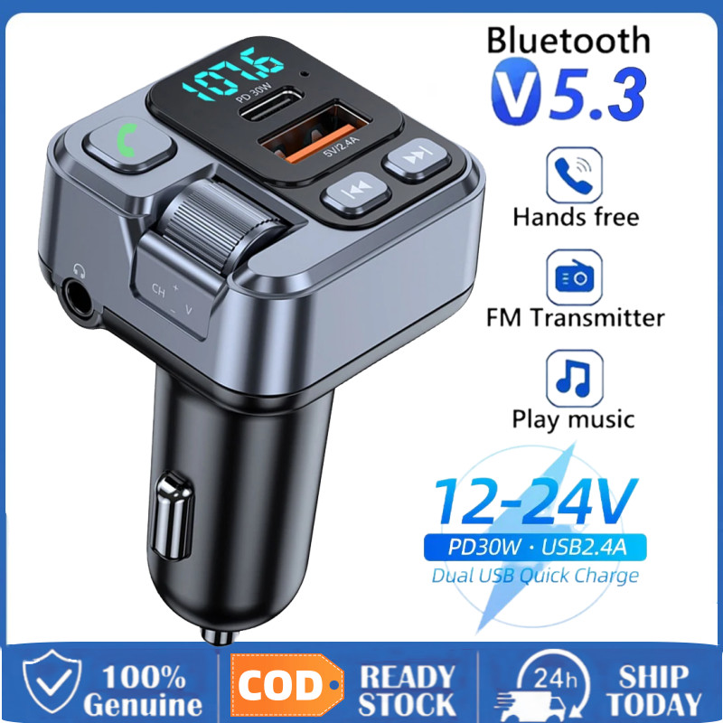 [Bán chạy] 30w PD USB Type C Sạc Nhanh Xe Sạc Bluetooth 5.1 Fm Bộ Phát Bluetooth Xe Hơi Xe Hơi Mp3 P