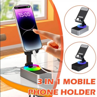 Fonken 3 trong 1 Giá đỡ điện thoại di động Loa Bluetooth Power Bank Xoay có thể gập lại Giá đỡ máy tính để bàn lười biếng cho máy tính bảng điện thoại