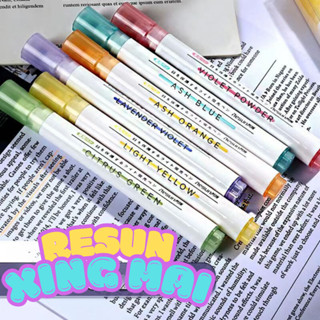 Bộ 6 bút highlight ghi nhớ dạ quang Resun XingMai bút đánh dấu màu Pastel nét đẹp