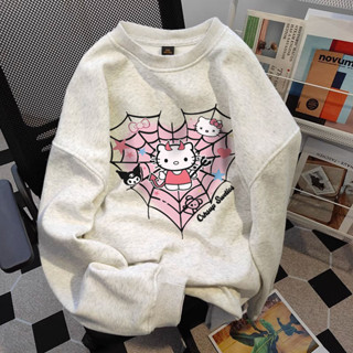 (30-100kg) big size M-5XL Áo nỉ dài tay nữ cổ tròn xám tiêu local brand áo sweater form rộng mùa đông hàn quốc xinh áo khoác hello kitty