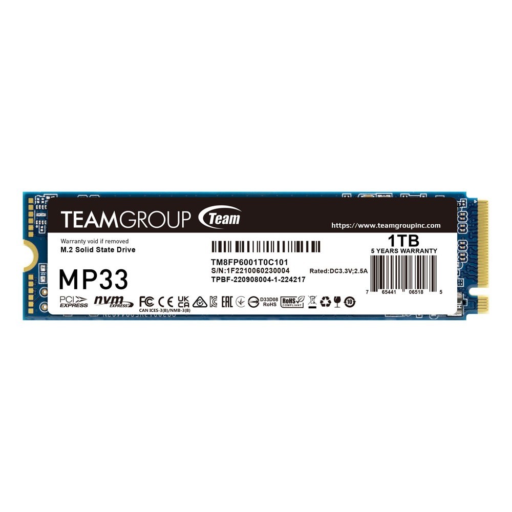 SSD TeamGroup 256G/ 512GB/ 1TB MP33 M.2 PCIe Gen3x4 - Hàng Chính Hãng