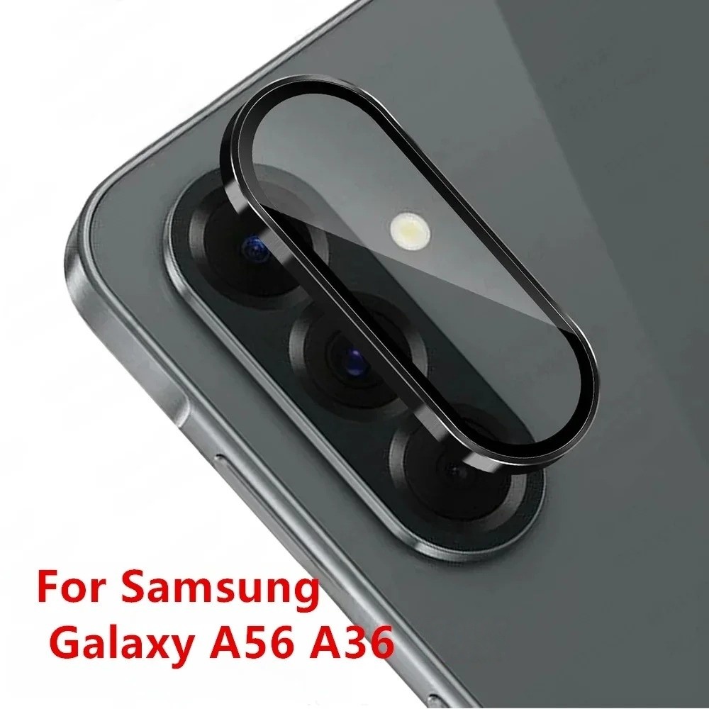 Vỏ Ống Kính Máy Ảnh 3D Cho Samsung Galaxy A17 A07 A56 A36 A26 5G Mặt Sau Kính Cường Lực Bảo Vệ Camera Ống Kính Hợp Kim Kim Kim Loại Vòng Phim