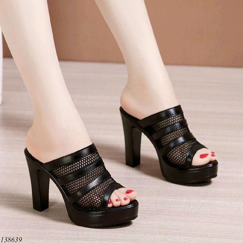 DÉP CAO GÓT PHỐI LƯỚI 10P hàng nhập qc Nữ Shoes Nữ Shoes DéP GiàY XX TT VV II