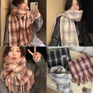 Cminyp Giả Cashmere Nữ Khăn Mùa Đông Phong Cách Preppy Vintage Kẻ Sọc Khăn Pashmina Mujer Foulard Chăn Bọc Khăn Choàng Pareo Glory