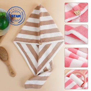 Mũ sấy tóc sọc Mũ tắm tóc sợi nhỏ Khăn thấm khô nhanh G5i2