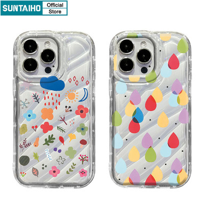Suntaiho Thẩm Mỹ Vỏ Nhiều Màu Sắc Giọt Nước Họa Tiết Ốp lưng Iphone 16 15 14 12 13 11 Pro Max IP 7 8 Plus Iphon X Xs XR Xs Max TPU Mềm Cao Cấp Chống Sốc Ốp Lưng
