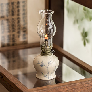  Đèn ngủ hoa retro phòng học đồ trang trí vẽ tay gốm sứ phòng ngủ đèn Trung Quốc mới đèn bơ Đèn dầu hỏa 