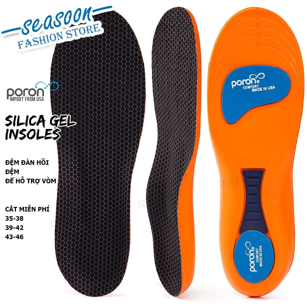 Lót Giày Poron Hấp Thụ Sốc Hỗ Trợ Vòm Cho Giày Thể Thao Chống Sốc Chân Giảm Mỏi Chân Cho Nam Nữ