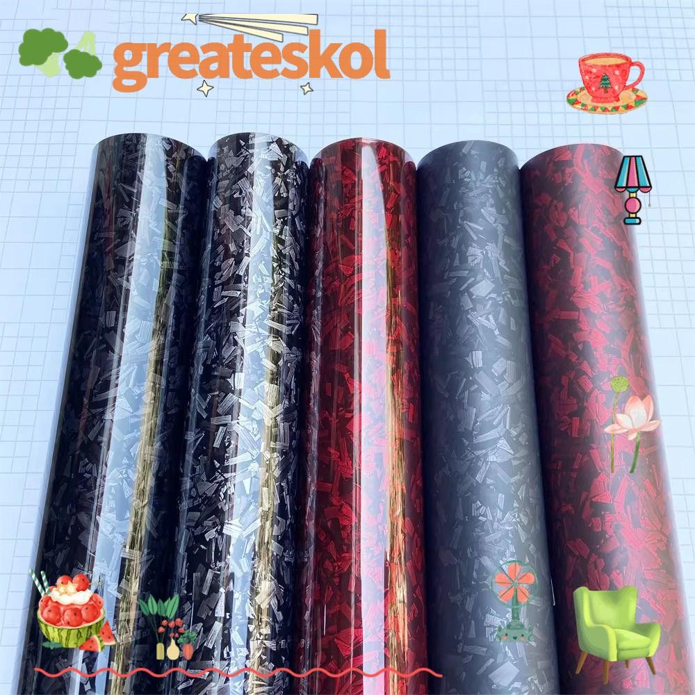 GREATESKOL Carbon Vinyl Bọc Phim, DIY Chất Lượng Cao Quấn Cuộn Dính Decal, Phim Lá Xe Máy Gói Đen Đỏ