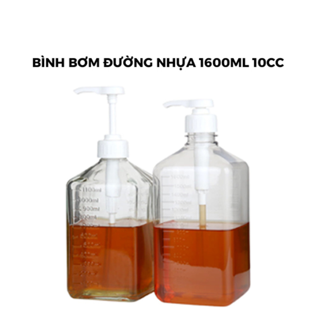 Bình bơm Siro nhựa ,1600ml + vòi 10ml - Chai nhựa đựng sốt/mứt có nắp - ANLCO