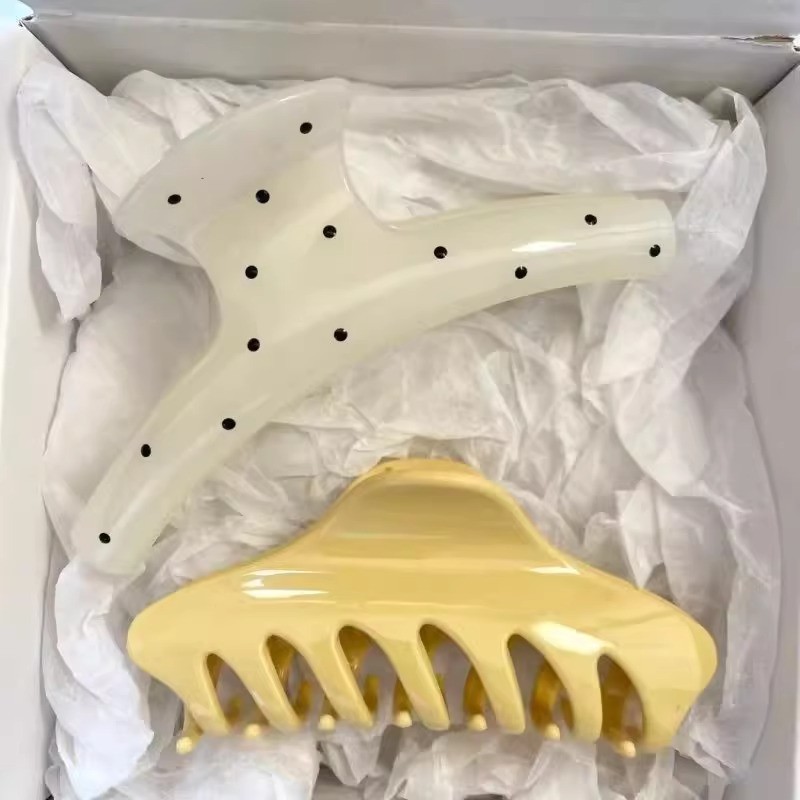 Thời Trang Màu Trắng Điểm Vàng Lớn Kẹp Tóc Kẹp Tóc Kẹp Tóc Mũ Phụ Kiện