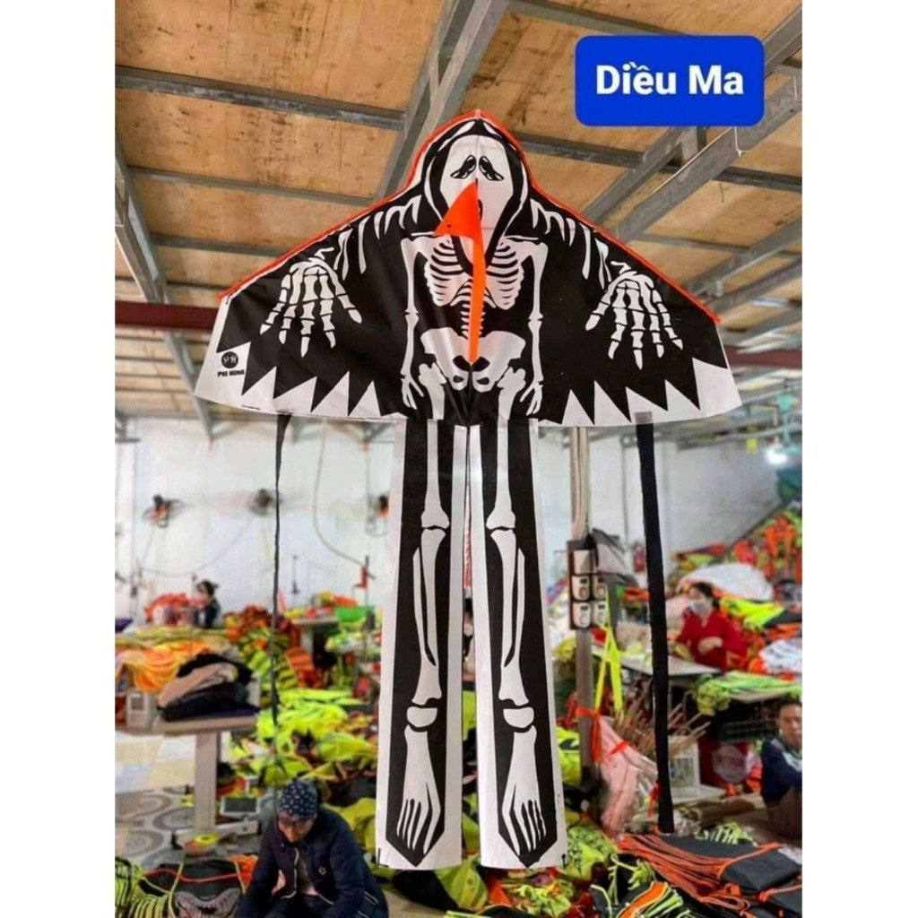 (Tặng 100m dây) Diều ma hình bộ xương, diều ma nữ tặng 100m dây thả