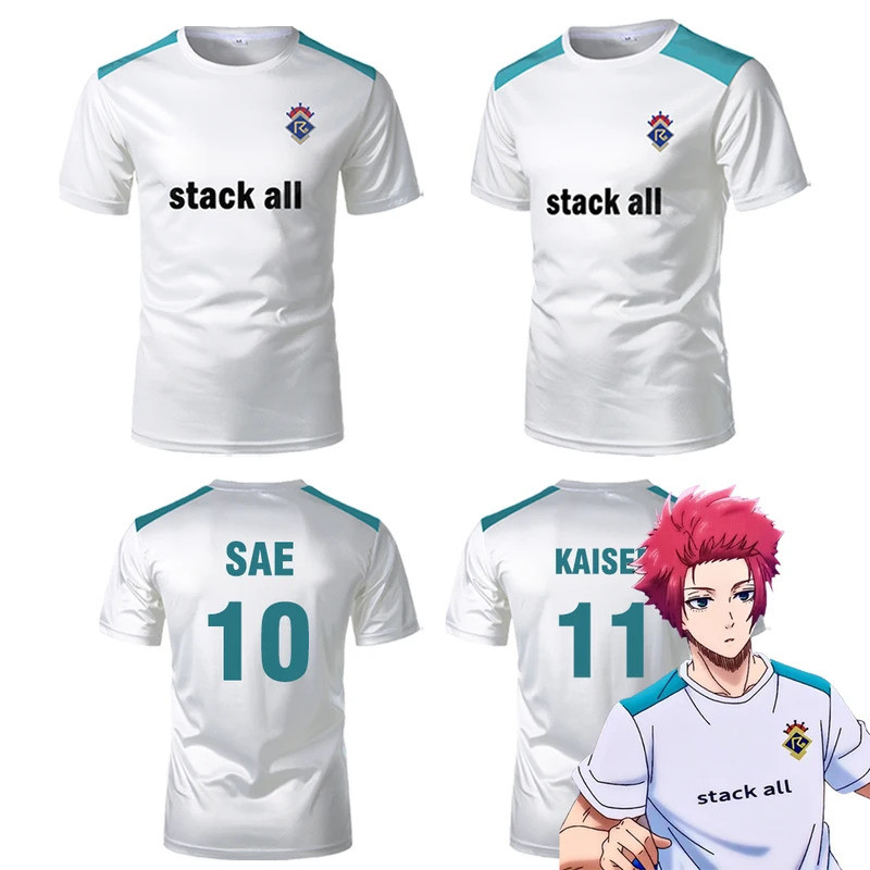 Blue Lock SAE Jersey Re Al Đồng phục Anime Nhật Bản Cosplay Áo bóng đá Kaiser Rin Áo thun Unisex Áo 