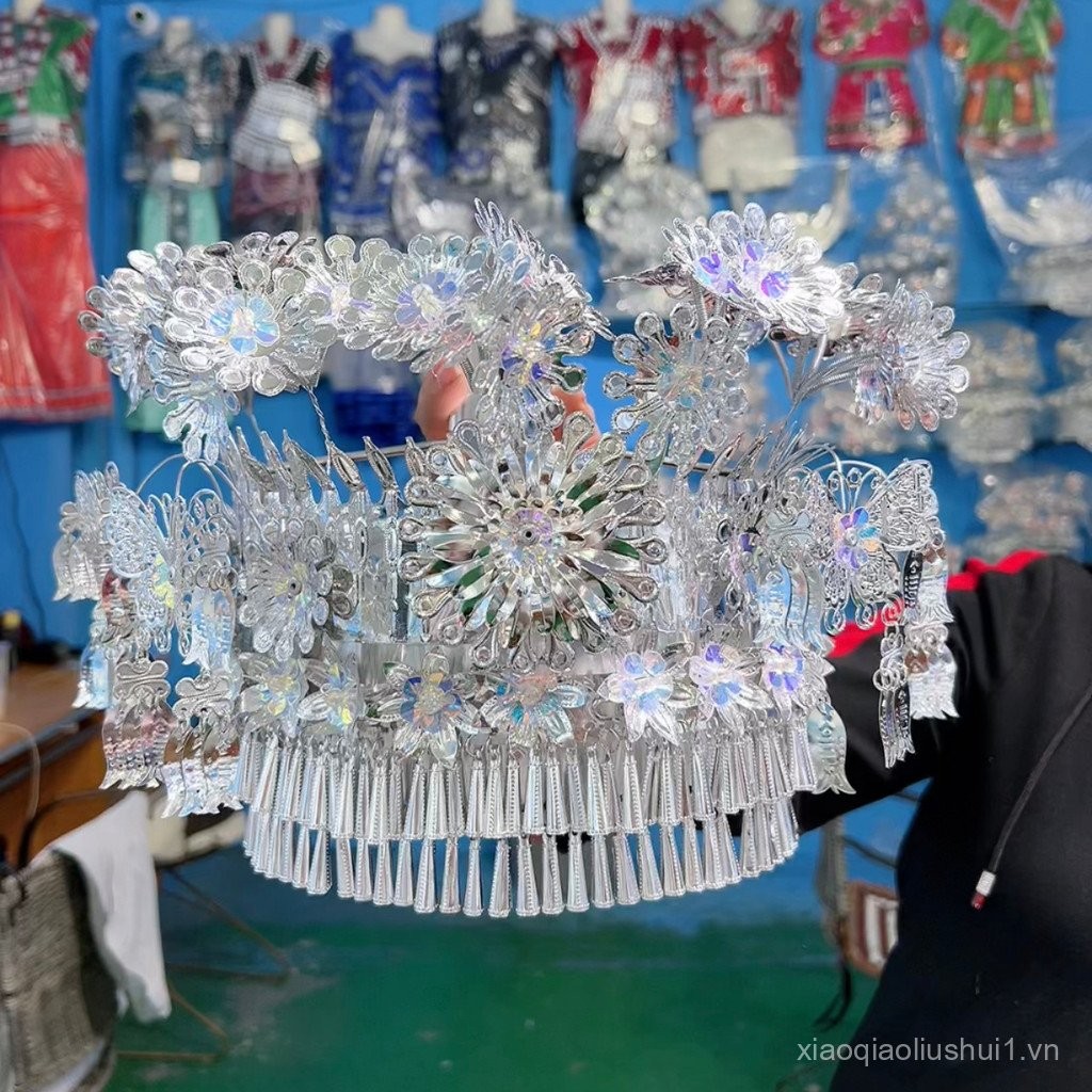 New Ethnic Miao Silver Hat Unique Hat Ethnic Headwear Accessories