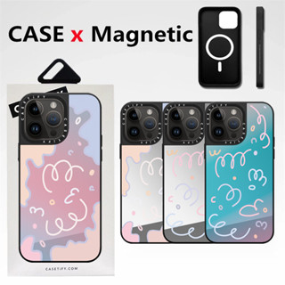  CaseTifg Dòng đầy màu sắc Gương nghệ thuật Vỏ điện thoại từ tính có hộp cho iPhone 16 15 14 13 12 Pro Max 16 15 14 Plus Silicone mềm Phông chữ bên Ốp lưng chống sốc Vỏ PC cứng 