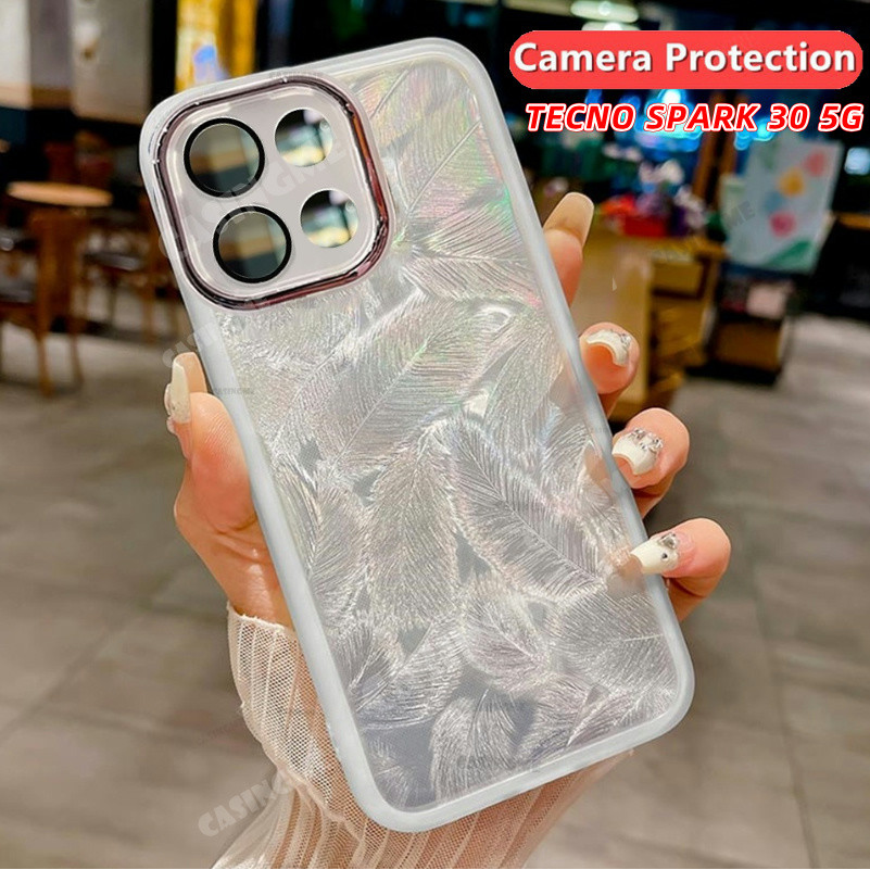 Tecno Spark 30 5G 2024 Vỏ mềm silicon họa tiết lông vũ lấp lánh cho TECNO Spark30 30Spark Spark 30 3