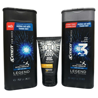 Combo 3 món cho nam gồm: Sữa tắm Xmen Boss Xanh 150g + Dầu gội Xmen Boss Xanh 150g + sữa rửa mặt 25g