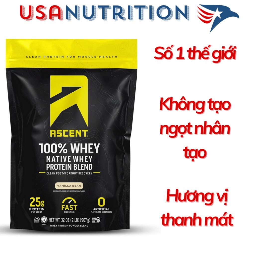 Whey protein tốt nhất 2024 Ascent Native Whey 1.82kg 4lbs