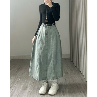 Chân váy Jean chiết li eo dáng dài 2 màu siêu đẹp Myra.vn CV6088/P9