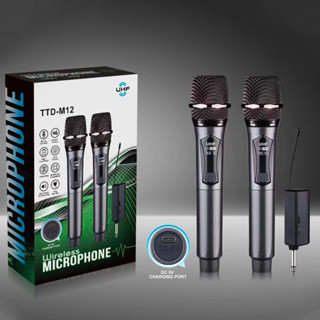  Micro không Dây uhf karaoke micrô động cầm tay kép với bộ thu có thể sạc lại cho tiệc cưới câu lạc bộ nhà thờ phát biểu 