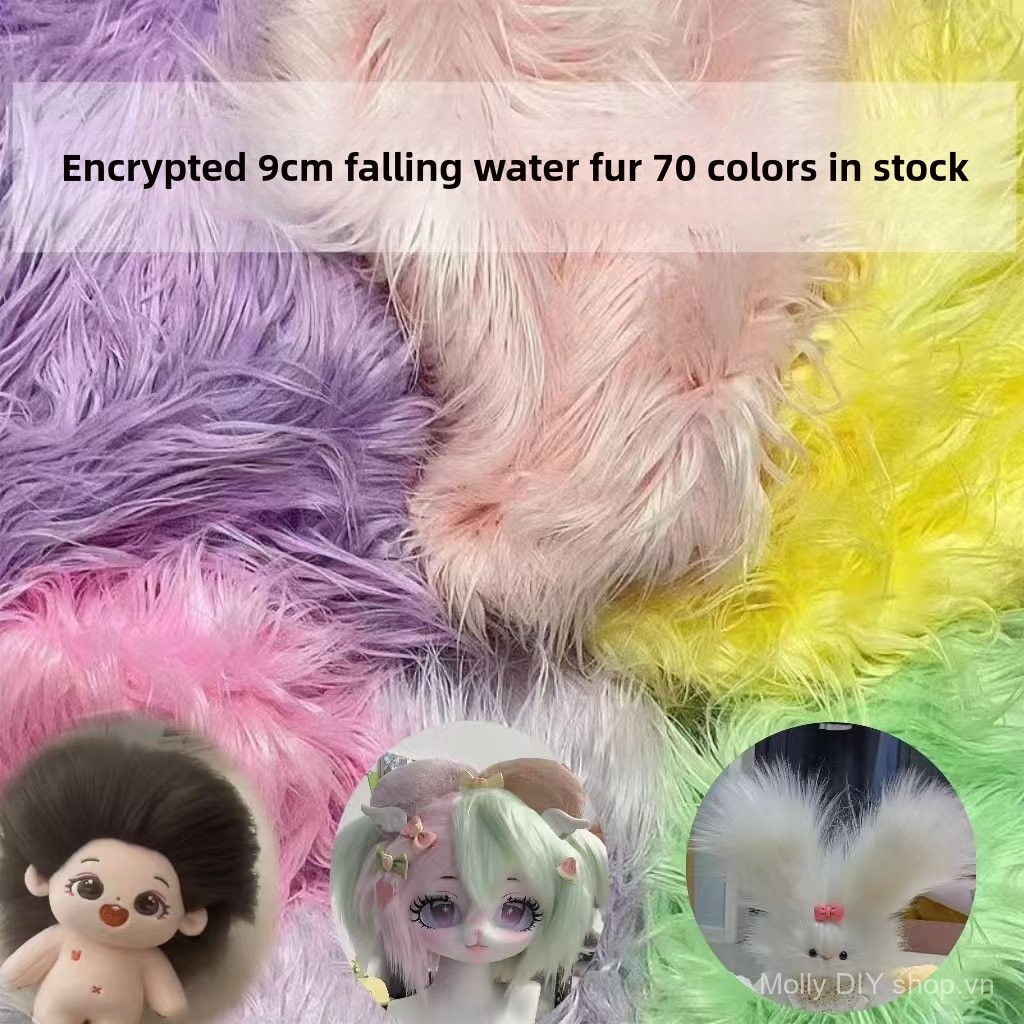 9cm Giả Khô Lông Vải Rơi Nước Cotton Búp Bê Chiên Tóc Lông Lông Dài Hoa Vải Chất Liệu Vải