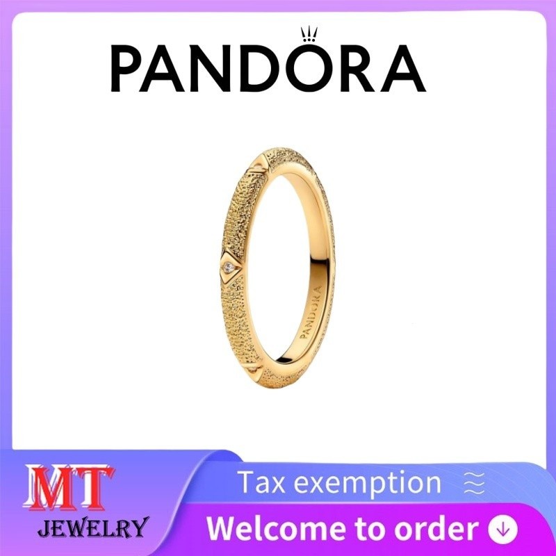 100% S925 Bạc Cặp Đôi Nữ Pandora Trang Sức DIY Pandora ME Họa Tiết & Nhẫn Đá 163322C01